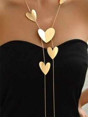 💛Gold Heart Double-Layer Tassel Necklace✨
